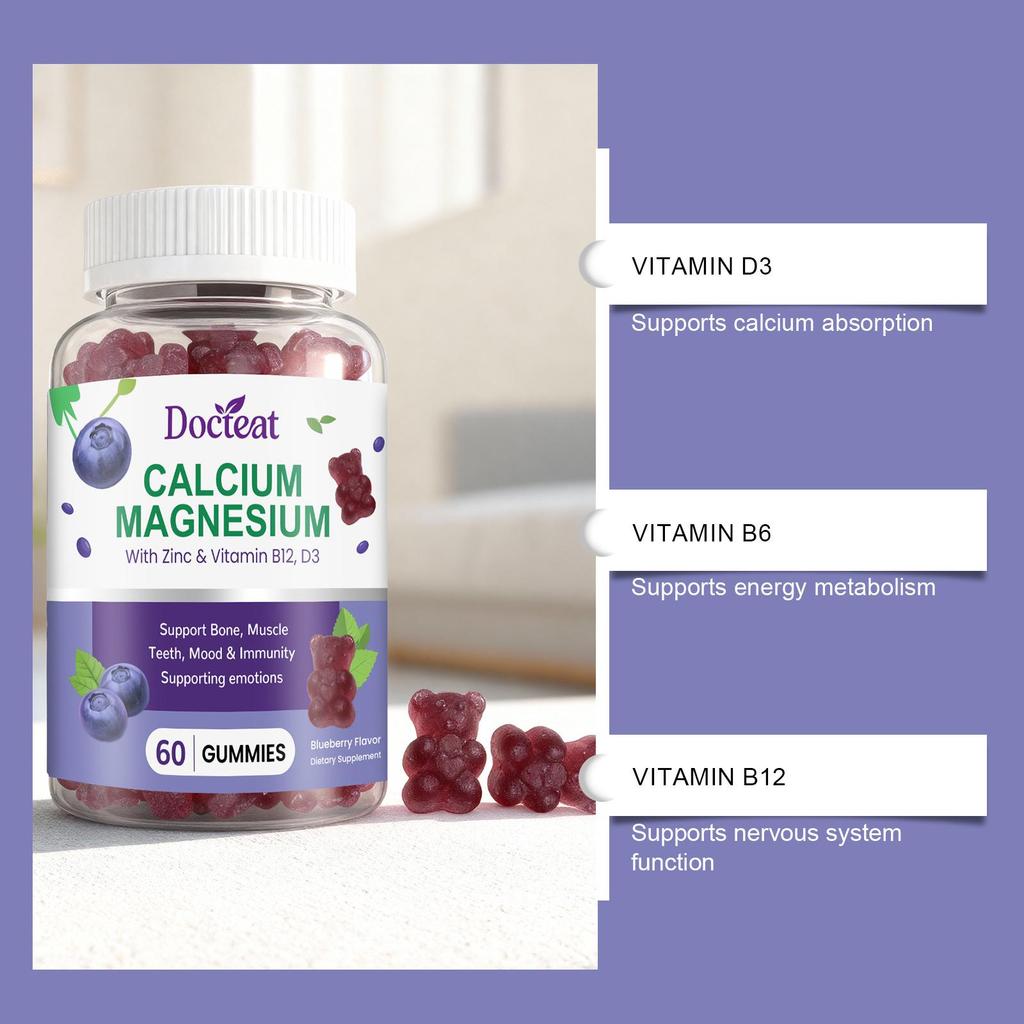 DOCTEAT Bone & Muscle Balance Gummies: Calcium & Magnesium Support for Strength & Nutrition
