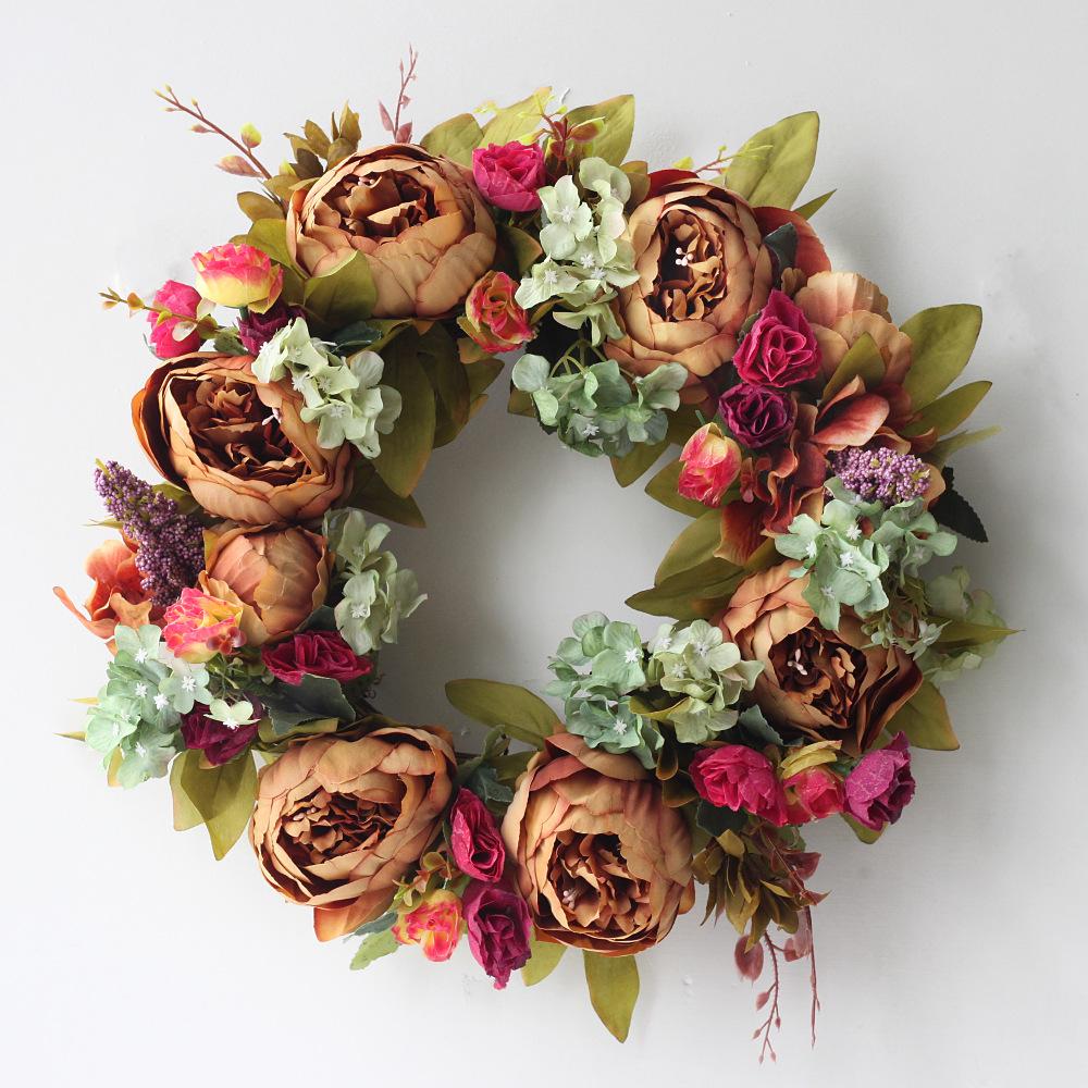 Artificial Peony Wreath Garland Rattan Home Decor Wedding Wreath Flower Home Door Decoration Wedding Centerpieces for Tables