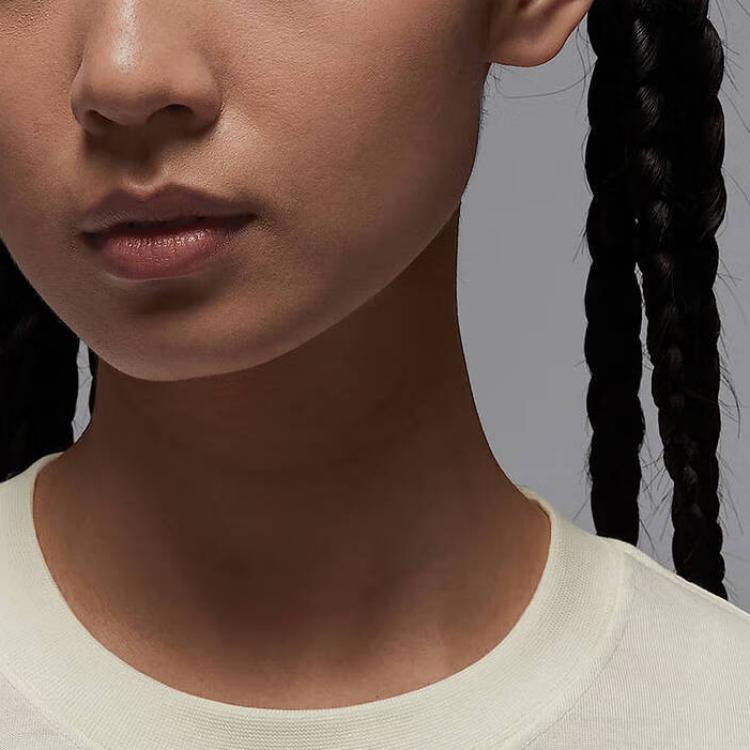 Jordan Pulôver de Gola Careca Estampa de Letras Manga Curta Tricô Camiseta Tops Femininos HJ0130-133