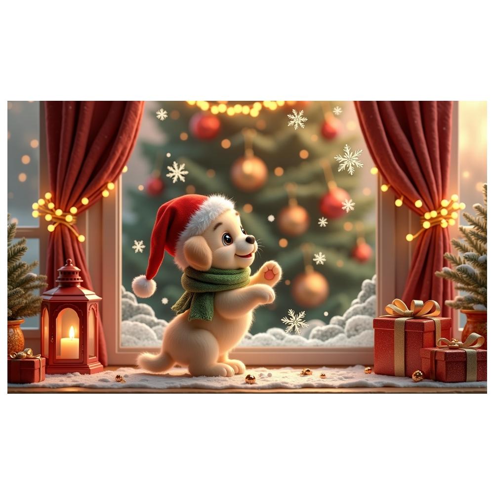 Christmas Banner Gift Box Pattern Christmas Party Banner Pet Christmas Banner Pet Theme For Home Decoration Holiday Celebration