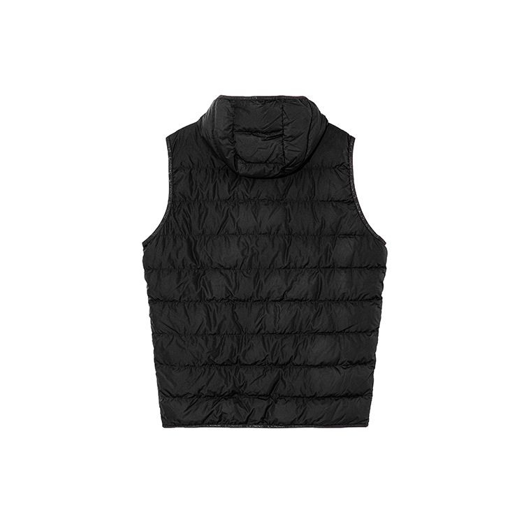 Li Ning Windproof Short Stand Collar Solid Color Warm Hooded Down Vest Men Vests Black AMRR035-1
