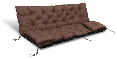 Garden Cushion 150x60x50 Cm + 2 Cushions for a Swing Bench, Waterproof, Brown