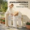 Garden Furniture Set Seating Group 7-Piece Table with 6 Stackable Chairs Wood Look Aluminum Frame Teak