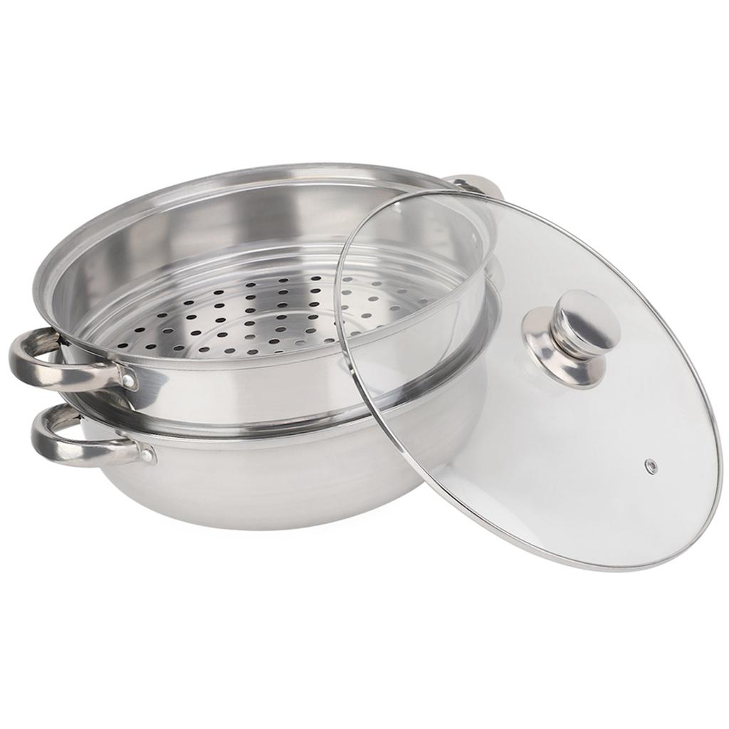 Stainless Steel Cookware 27cm/11in 2-Layer Steamer Pot Cooker Double Boiler Soup Steaming Pot
