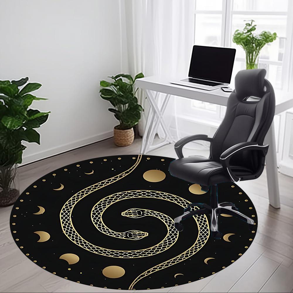 1pc Serpent Moon Phases Office Round Area Rug, Indoor Mat Suitable For Office, Under Office Chairs Bedroom Living Room Home Decor, Room Deco 172