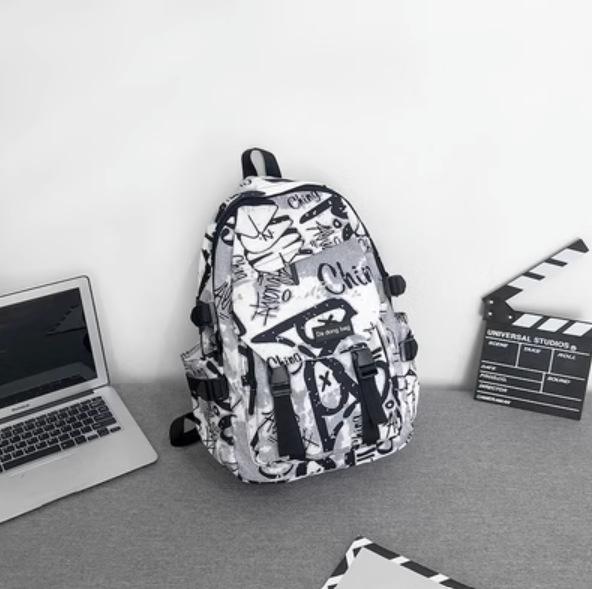 Schulrucksack trendige Marke Rucksack Herren Ins trendig cool große Kapazität Graffiti Rucksack Schüler Pendler Schulrucksack College-Studenten Reise Rucksack