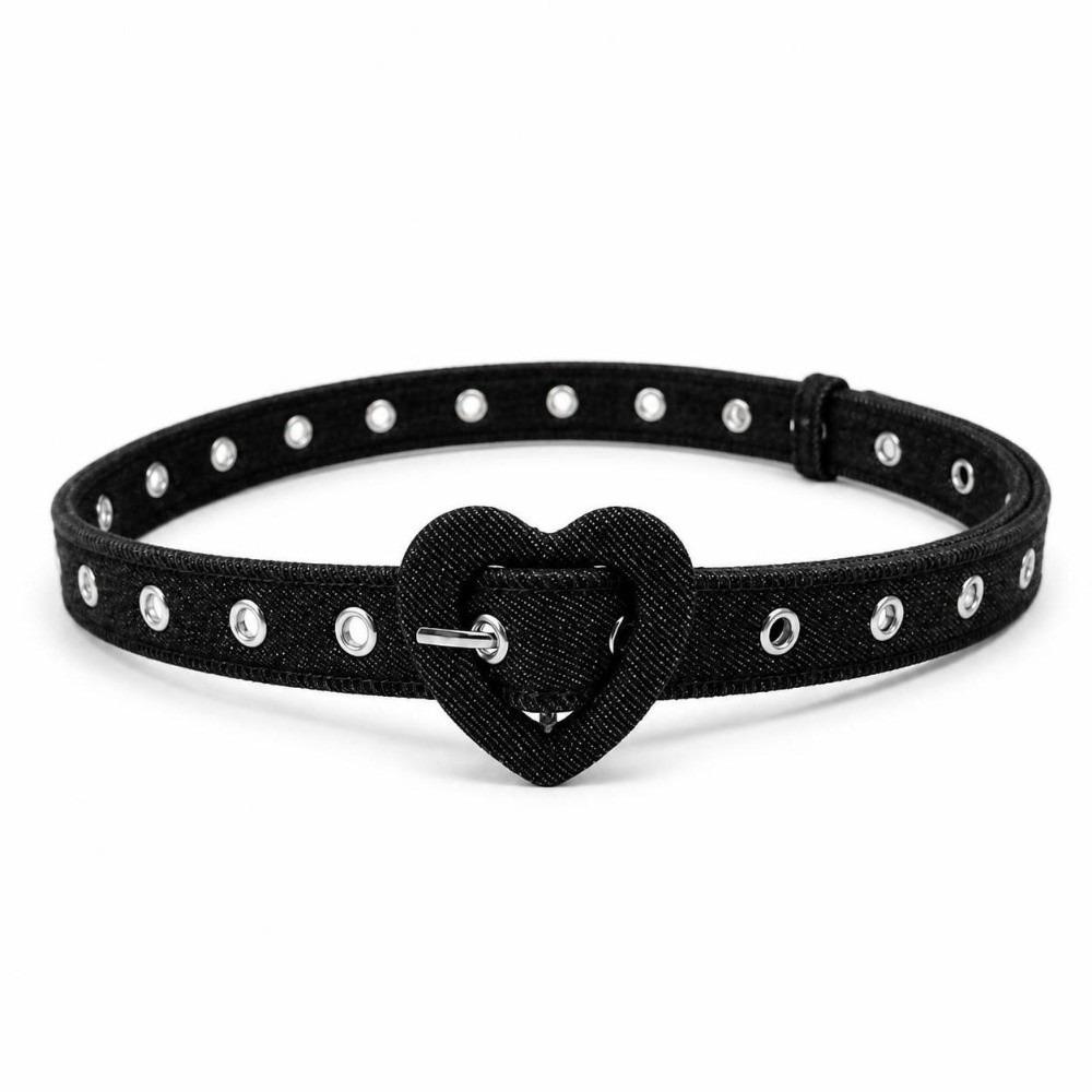 Slim Fit Denim Waist Belt Heart Shape Buckle Fashion Denim Belt For Women Girls