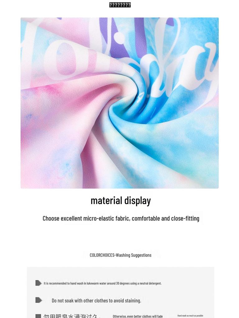 Girls' Teen Long Sleeve Sun-Proof Swimsuit Set with Quick-Dry Korean Style Print