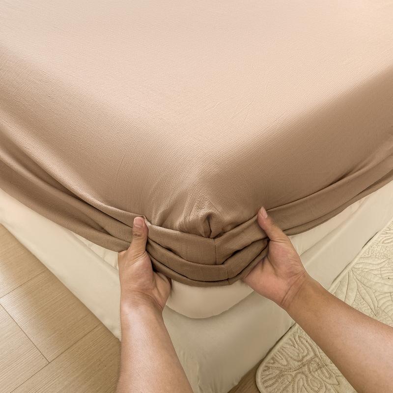 Baumwoll-Spannbettlaken Einfarbig mit Gummizug Rutschfest Verstellbarer Matratzenbezug für Doppel-, King-, Queen-Bett 150x200 200x220cm