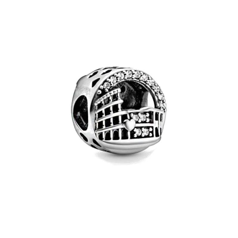 Plata S925 Gran Bretaña España Dominio Brasileño Bandera Nacional Colgante Cuentas de Edificio Ajuste Pulsera Accesorios de Joyería Encanto