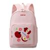Cute Embroidered Apple Backpack for Girls Canvas Backpack Stylish School Bag with Floral Design Portable Lightweighte Backpack