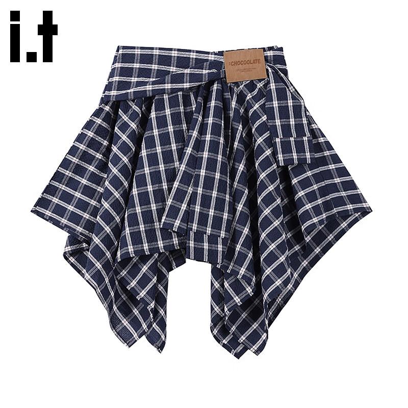 

:CHOCOOLATEit Women s Faux Two-Piece High-Waist Plaid Short Skirt with Straps M