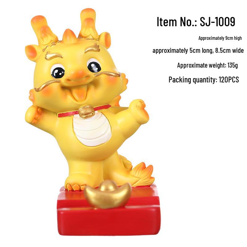 New Year Dragon Shaking Head Figurine - Cute Cartoon Dragon Desktop Decor