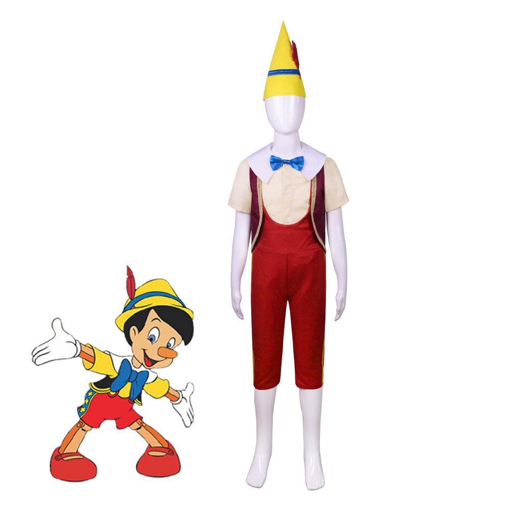 Pinocchio Long Nose Costume Halloween Movie Puppet Cosplay Outfit Stage Performance Suit for Adults Kids