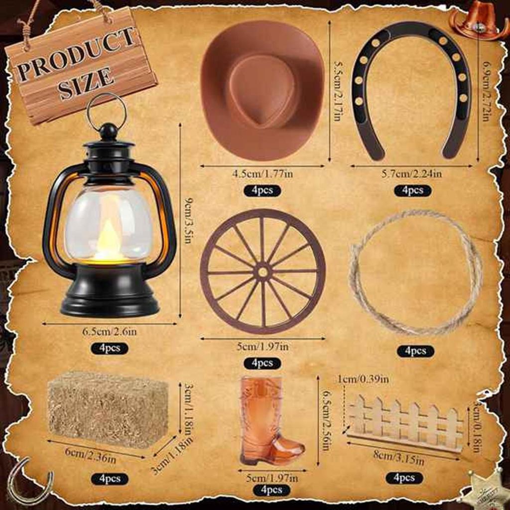 Cowboy Theme Party Decors Set Supplies Lightweight Mini Durability Creative Western Style