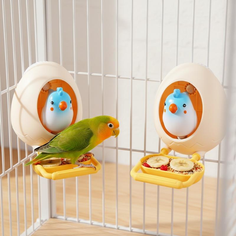 New Creativity Parrot Eggshell Toy Multi-functional Feeding Bowl Boredom Gnawing Biting Self Entertaining Bird Toy Birdcage Deco