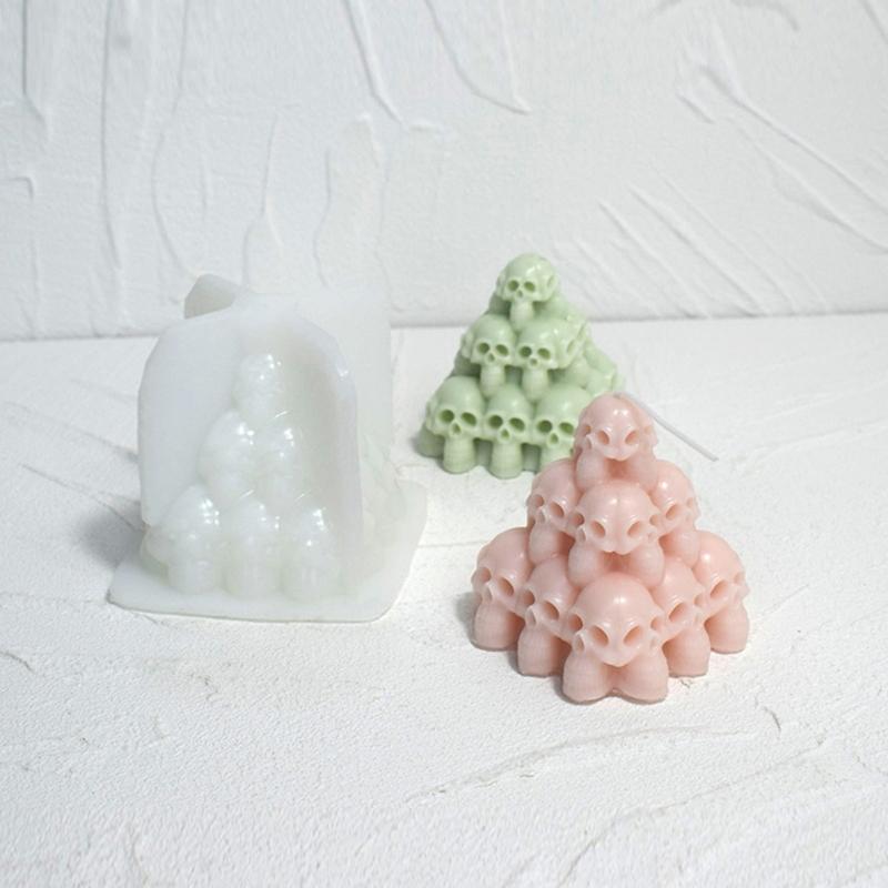 3 Rank Skull Tower Silicone Candle Mold For DIY Scent Care Crafts Halloween Trim Food Grade Component