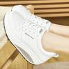 Women's Height Increase White Leather Wedge Sneakers Casual Thick Sole Loafers Girls  Shoes