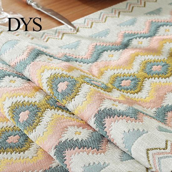 Jacquard Table Runner Geometric Runner, Colorful Triangles Vintage Floral Tassel Edge with Edges for Home Farmhouse Dining Decor Soft