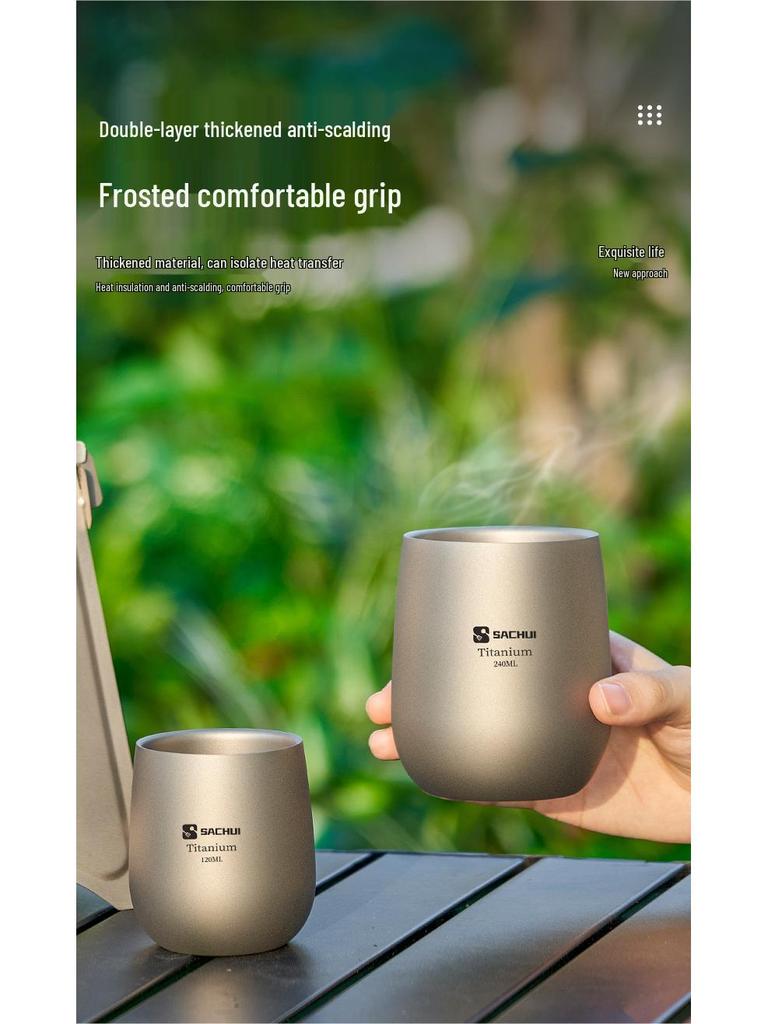 Ultralight Double-Layer Titanium Cup for Camping and Office