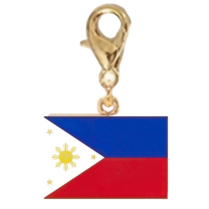 Braccialetto con Charm Bandiera in Acciaio Inossidabile con Moschettone, Gioiello Ciondolo Paese per Regalo di Viaggio Accessorio Stile
