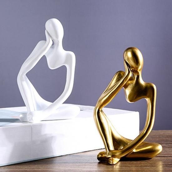 3 Pcs Resin Thinker Style Abstract Statue Collectible Thinking Figure Sculpture for Home Office Bookshelf Desktop Decor