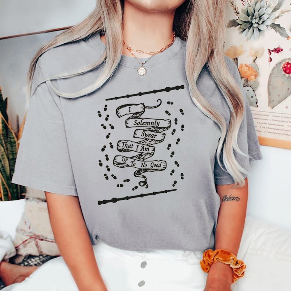 Unisex Top Funny Wizard I Solemnly Swear That I Am Up To No Good Magical Mischief Tee Casual Y2K Top Daily Trendy Streetwear