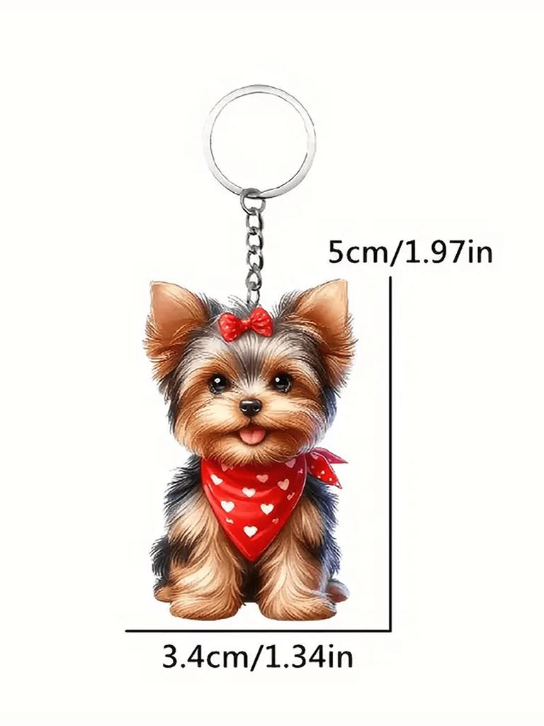 1 Cute Puppy Keychain 2D Acrylic Animal Keychain Bag Backpack Pendant Car Key Pendant Dog Mom Dad Pet Enthusiast Gift