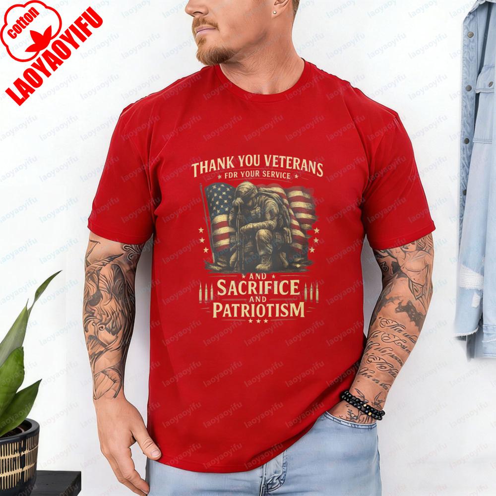 Thank You Veterans Veterans Day TShirt Patriotic Design Veteran Heritage Cotton Tee Festival Trend Vintage Classic Men Clothing S