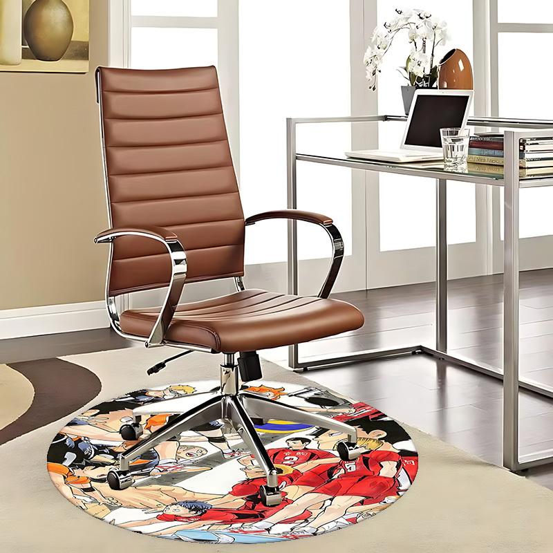 

1pc Haikyuu!! Anime Volleyball Round Carpet - Office Chair Mat, Non-Slip Rug for Home Decor, Seasonal Gift, Suitable for Office, Living Room, Bedroom, 80cm by 80cm