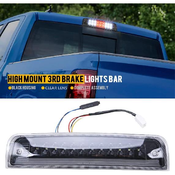 LED Third Brake Light Compatible with Dodge Ram 2009-2017 1500 2500 3500, Rear High Mount 3rd Stop Lamp Center Brake Light, 55372082AC, 55372082AD