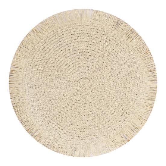 Braided Round Placemats Woven Tassel Table Mats for Kitchen Dining Heat Resistant Natural Fabric Place Mats Indoor Outdoor Use