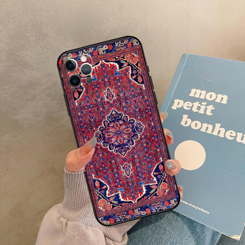 Persian Carpet Floral Pattern Case For iPhone 17 Air 15 14 13 12 11 16 Pro Max 13 Mini XR 15 16 Plus 16e Back Cover Shell