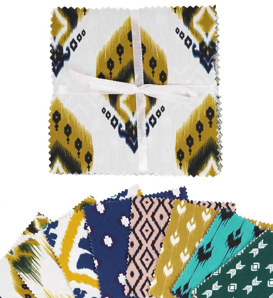 Soimoi Asian Ikat Print  Precut 5-inch Cotton  Fabric  Quilting  Squares  Charm Pack DIY Patchwork Sewing Craft-