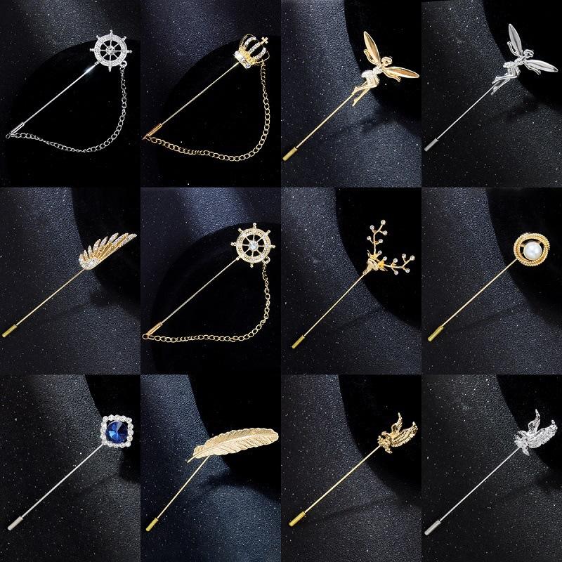 1pc Retro Personality Men's Brooch Suit Jacket Accessories Corsage Pin Insert Brooch Jewelry One-line Brooch
