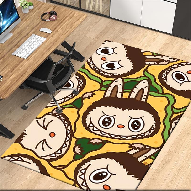 Labubu Teppich mit Aufdruck, für Bürostuhl Wohnzimmer Schlafzimmer Küche Raumdekoration Geschenke.