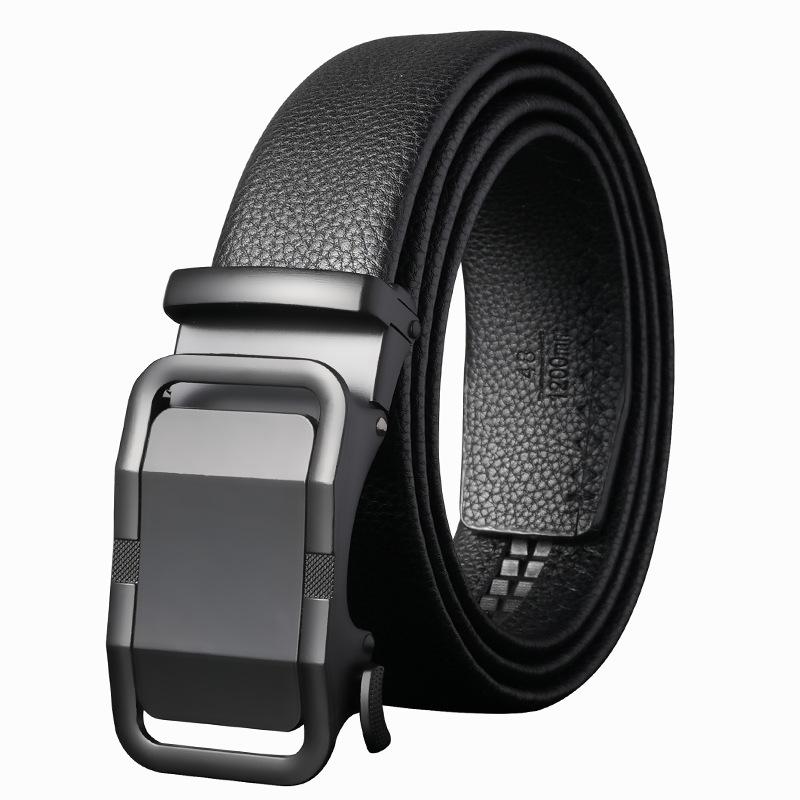 Men's Belt Genuine Leather Automatic Buckle Business Cowhide Belt Male Middle Aged and Young Versatile Simple Casual Trouser Belt for Men