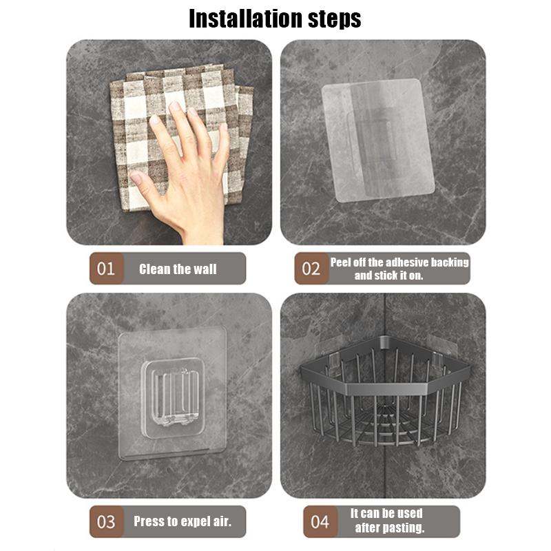 Kökstriangelformad avloppskorg Multifunktionell diskbänksförvaringsställ Väggmonterad avloppsställ Förvaringsställ för svamp och stålull