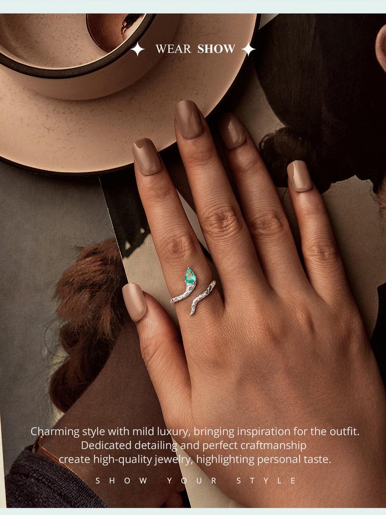 BAMOER 925 Sterling Silver Coiled Snake Ring Unique Design Ring With Formal Attire For Women Fine Jewelry Party