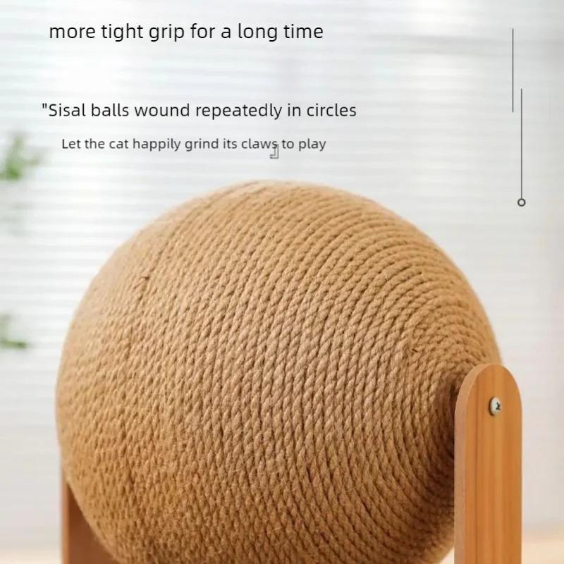 2 in 1. Katzenkratzball Holz-Kratzbaum für Katzen. Natürliche Sisal Kratzmatte Kratzsäule, Verschleißfester Pfoten Holzschaber