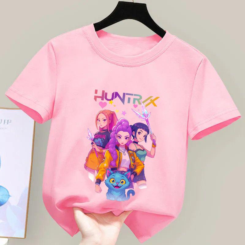 K-POP Demon Hunter Girl Group Unisex Cotton T-Shirt - Kids' Summer Short Sleeve Round Neck Top