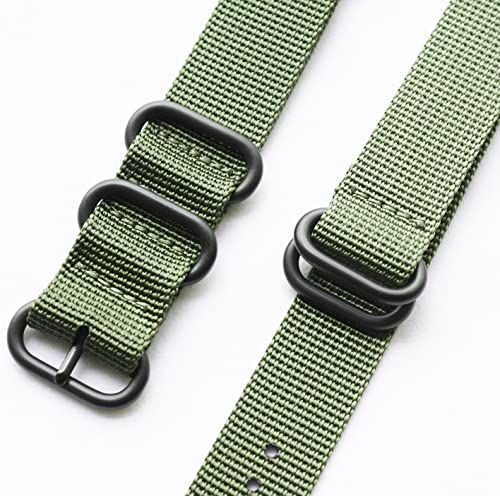 Suitable for 22mm Watch Canvas Replacement Strap Nylon Strap Thickened 28CM Sports Model Green