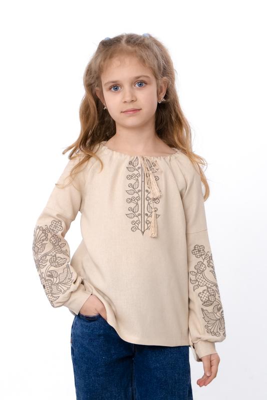 Girls' Long Sleeve Embroidered Blouse - Traditional Ukrainian Vyshyvanka Any Season 6480-070-22 HC