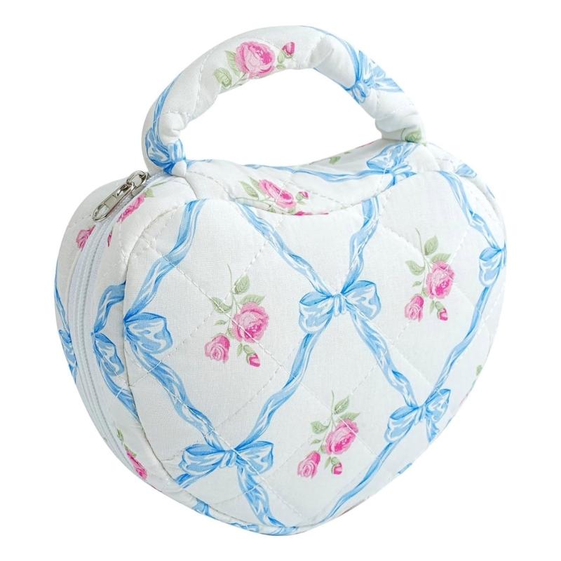 Large Capacity Waterproof Makeup Bag For Travel Cosmetic Organizers With Floral Heart Design Travel Toiletry Bag