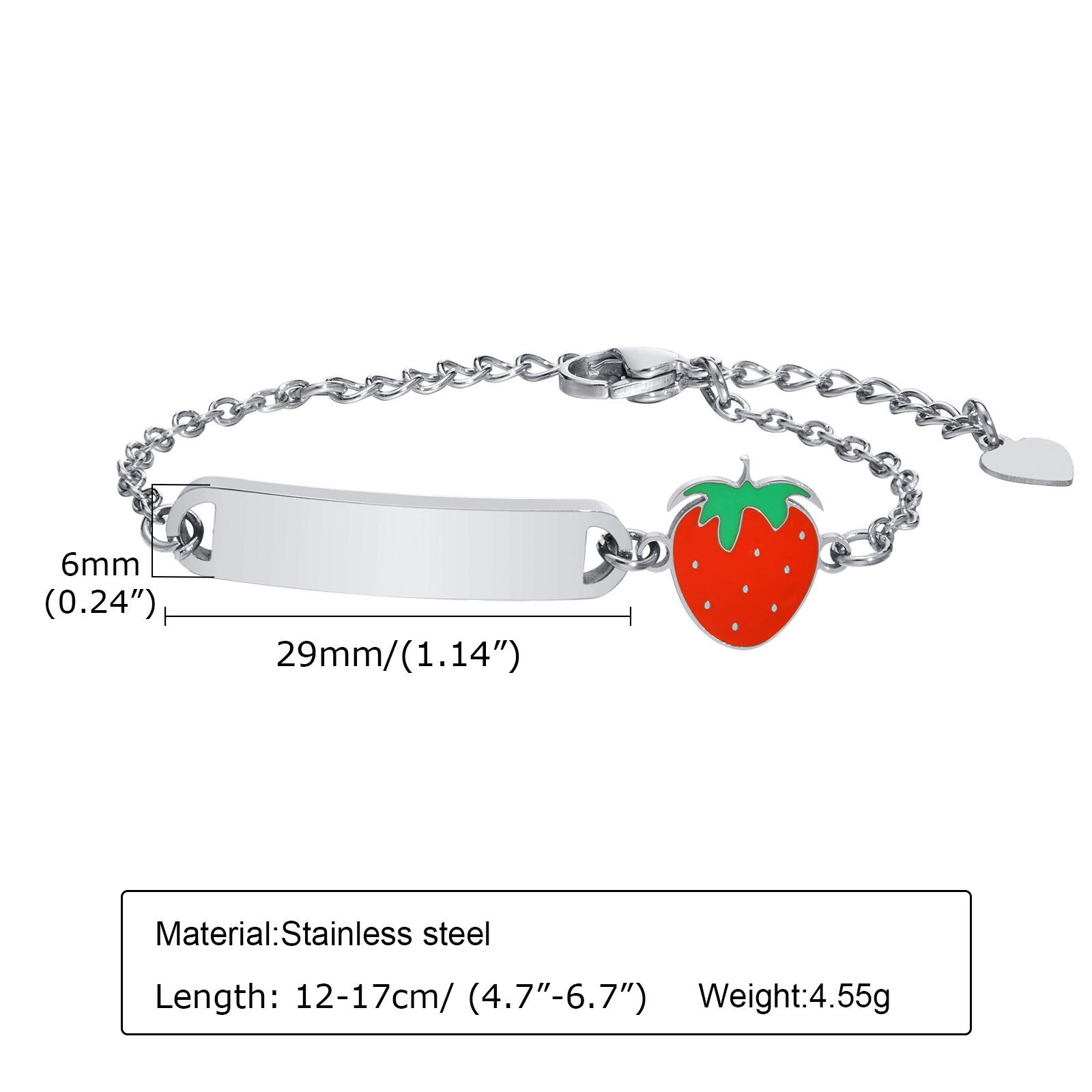 

Chic Free Engraving Custom Bracelet For Boy Girls, Gold Color Stainless Steel Strawberry Chain ID Bracelets Party Gifts 12-17CM