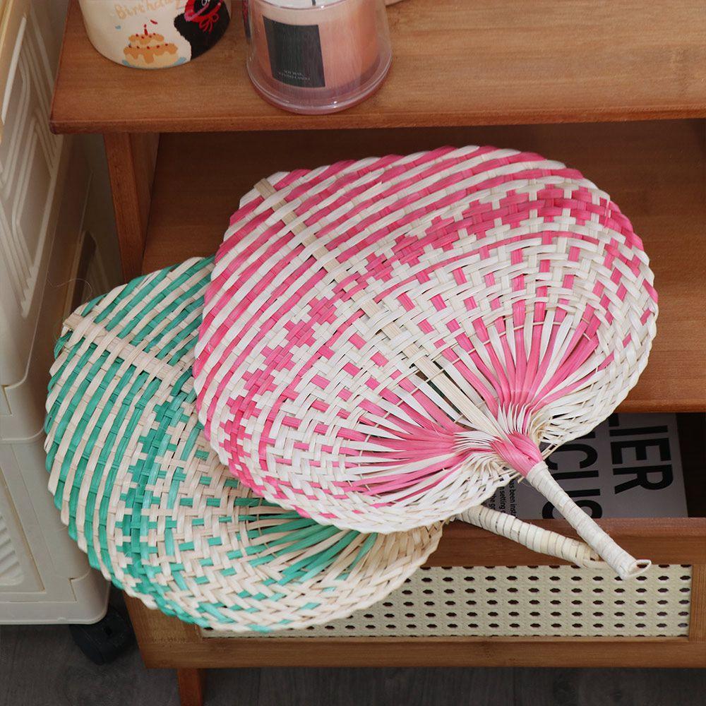 Bamboo Straw Woven Fans Natural Hand Fan Home Decor Rattan Fan  Bedroom