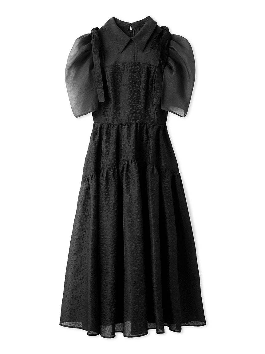 

Puff Sleeve Sheer Shirt Combination Dress RWFO242055 BLK [Fur Fur] Women s чёрный
