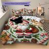 3pcs Christmas Holiday Gifts, Santa Claus & Gingerbread Man Bedding Set with 1 Quilt Cover and 2 Pillowcases (No Core), Anime Cartoon Design