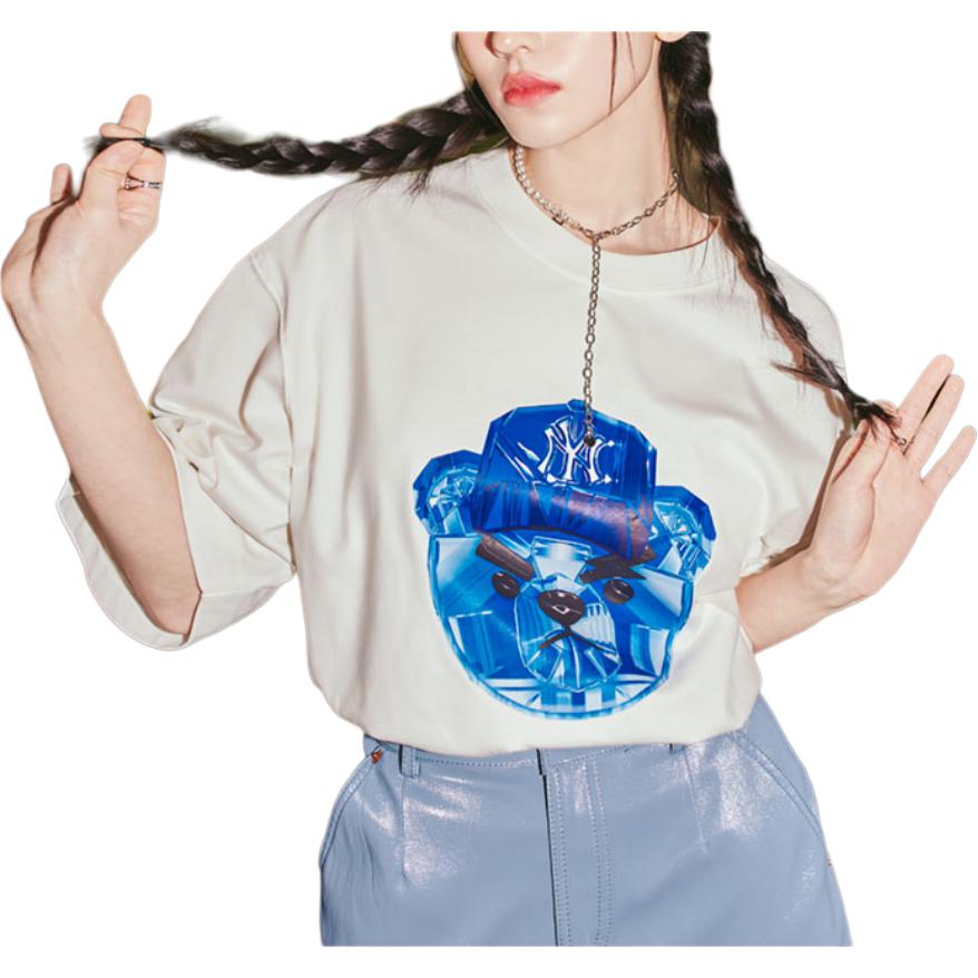 MLB Animal Print American Vintage Crew Neck Short Sleeve T-Shirt Unisex Tops White 3ATSE0133-50CRS