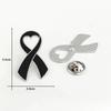 Black Ribbon Memorial Brooch Clothing Lapel Pin Alloy Black Mourning Suit Badge Fashion Accessories Party Jewelry Gift
